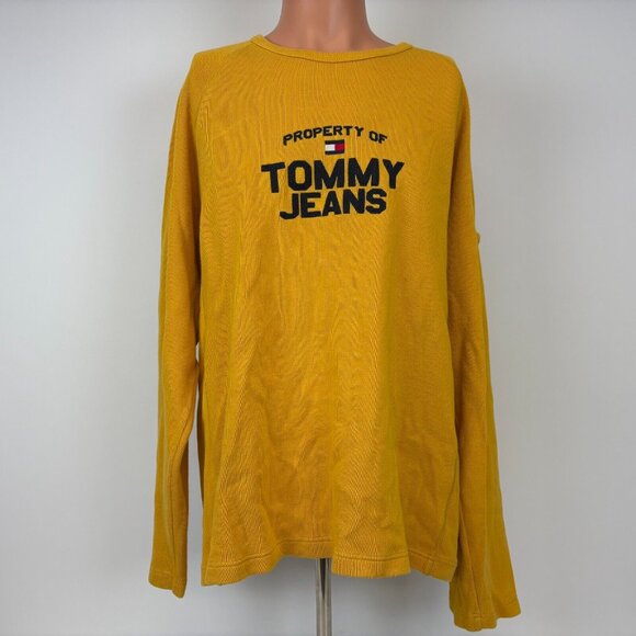 Vintage Tommy Jeans Crewneck Sweatshirt Mens Size 2XL Gold Embroidered - Picture 2 of 6